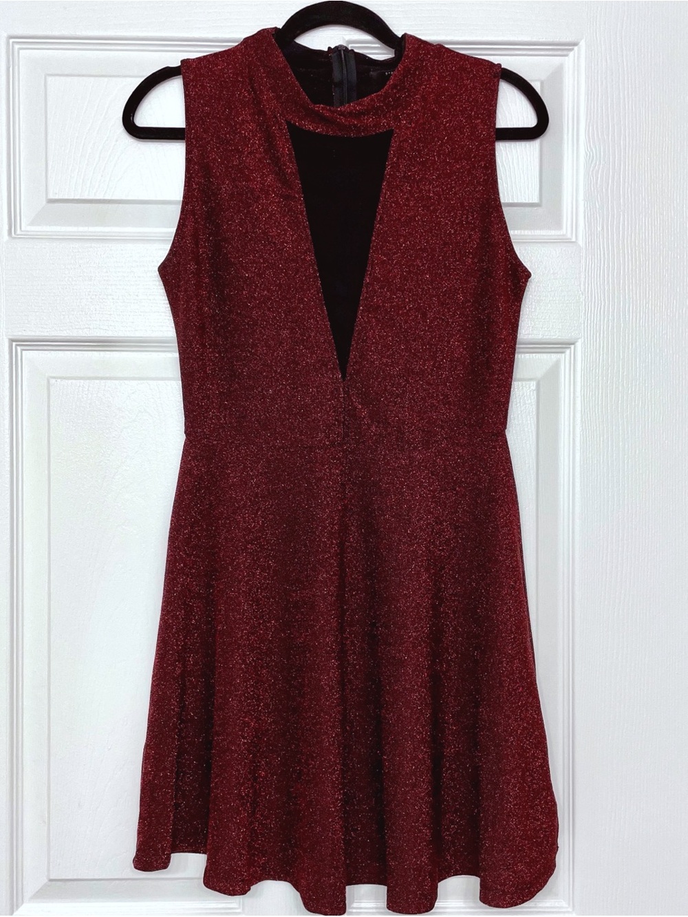 NWT Streetwear Society Red Glitter Sleeveless A-Line Dress Large